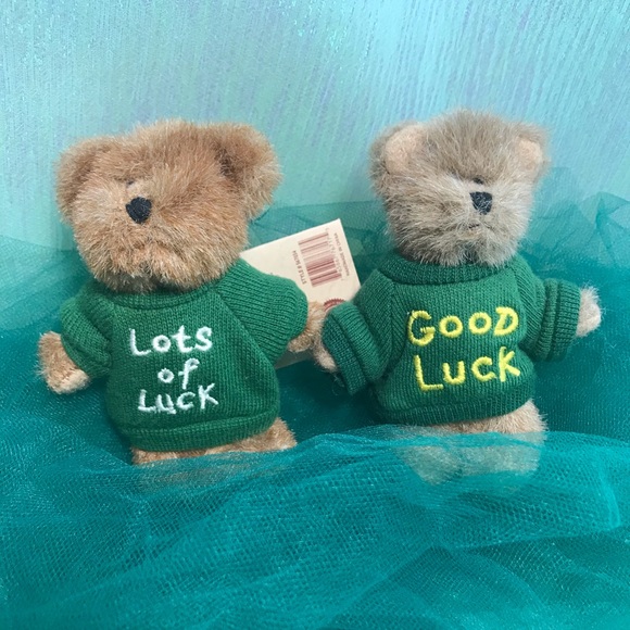 RETIRED Boyds Bears Good Luck & Lots of Luck Mini Message Teddy Bears approx 4” - Picture 2 of 12